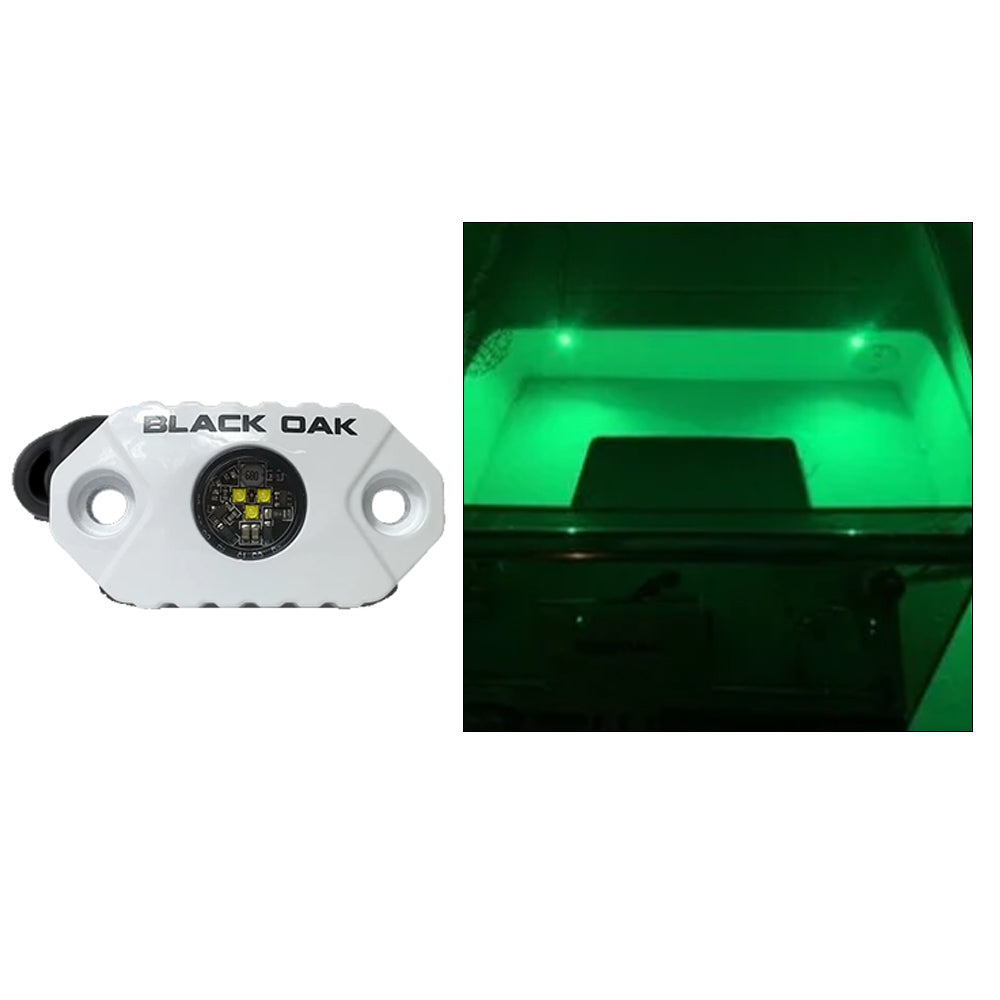 Black Oak LED Black Oak Rock Accent Light - Green LEDs - White Housing — marine interior / courtesy light