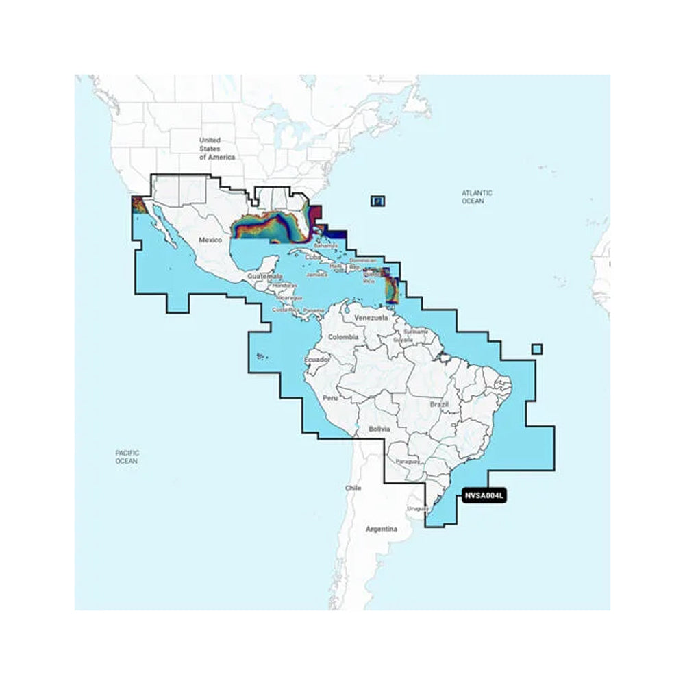 Garmin Navionics Vision+™ NVSA004L -Mexico, the Caribbean to Brazil - Inland & Coastal Marine Charts — marine garmin navionics vision+