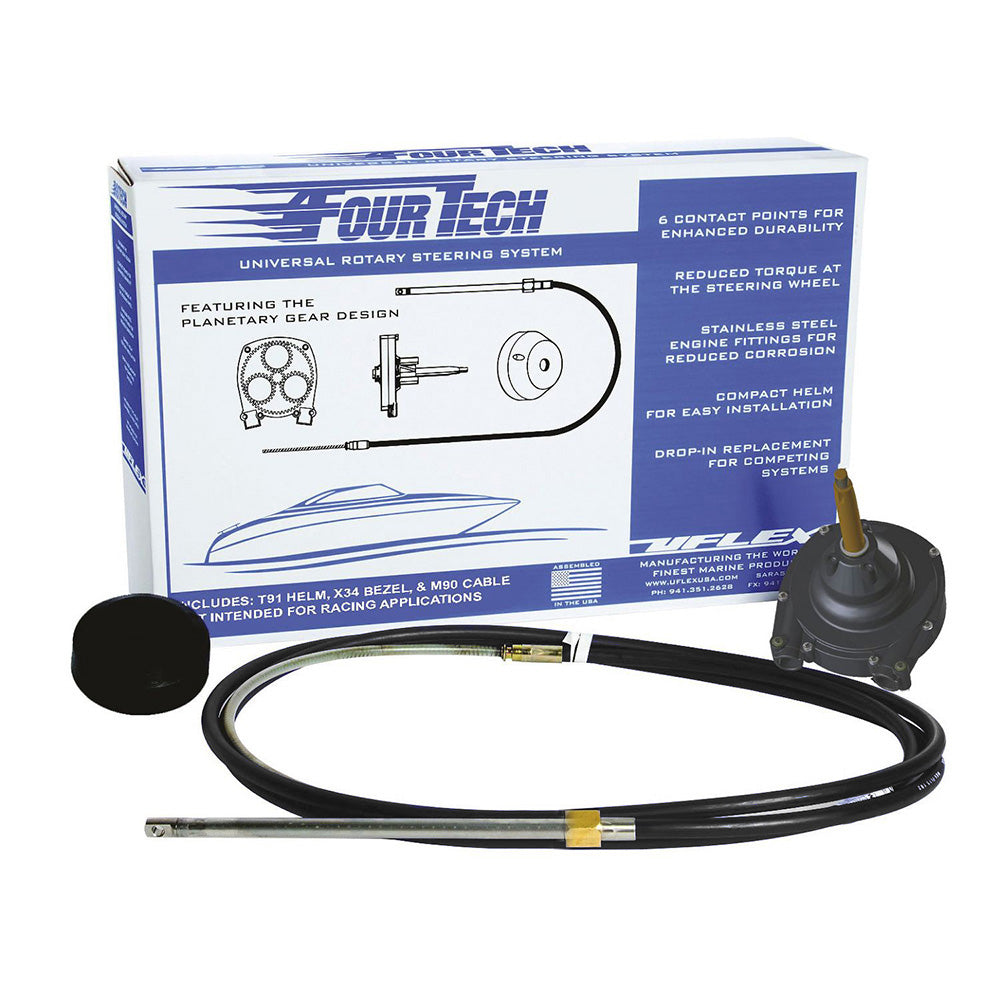 Uflex USA Uflex Fourtech 20' Black Mach Rotary Steering System w/Helm, Bezel & Cable — marine steering systems