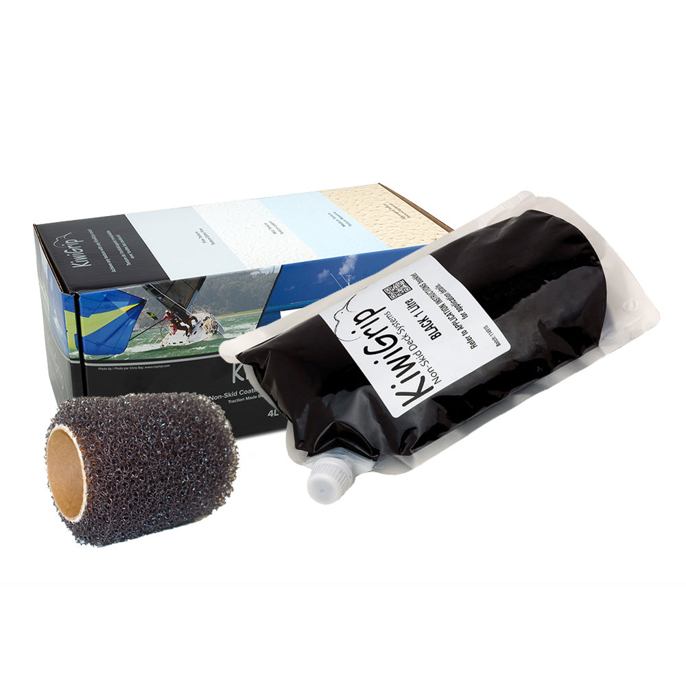 KiwiGrip 1 Liter Pouch - Black w/4" Roller — marine non-skid paint