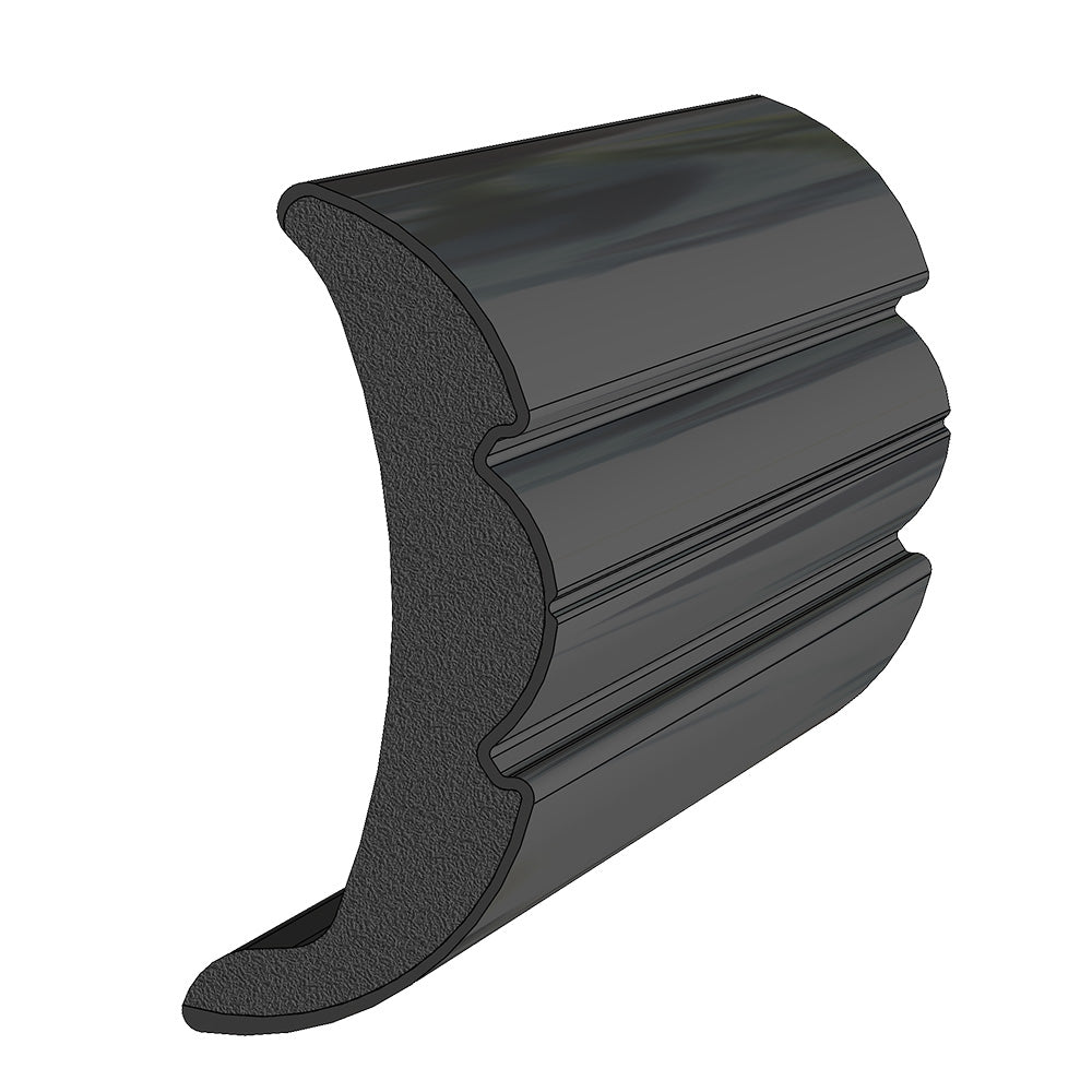 TACO Marine TACO Rigid Vinyl Flex-Core Rub Rail 2" x 7/8" - Black 60' — marine rub rail