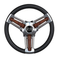 Schmitt Marine Burano Wheel 14" 3/4" Tapered Shaft Burl Polyurethane w/Stainless Spoke Includes Center Cap/Nut — marine steering wheels
