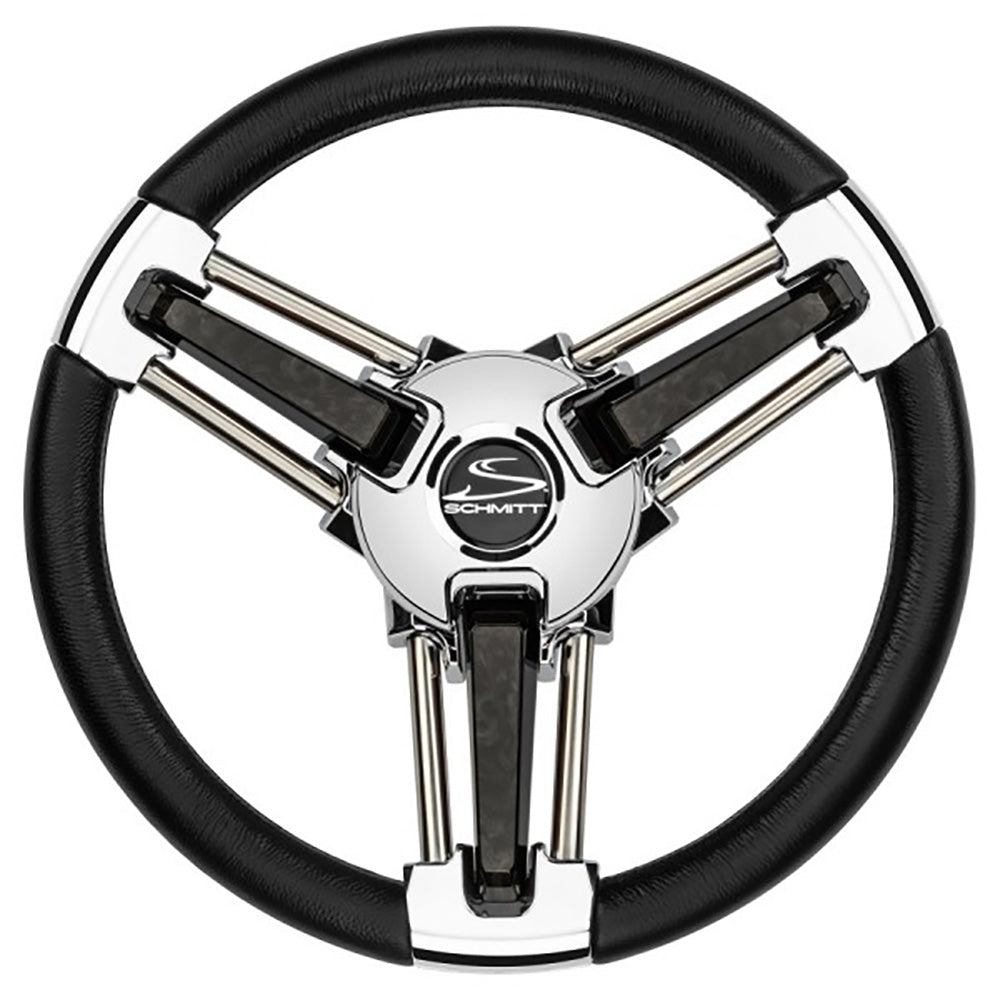 Schmitt Marine Burano Wheel 14" 3/4" Tapered Shaft Black Polyurethane w/Stainless Spoke Includes Center Cap/Nut — marine steering wheels