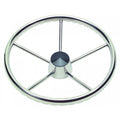 Schmitt Marine 170 Finger Grip Destroyer 5-Spoke 15.5" Stainless Steel Cap 3/4" Tapered Shaft w/Knob — marine steering wheels