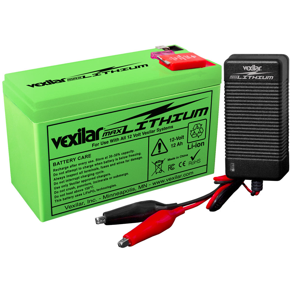 Vexilar 12V - 12 AH MAX Lithium Battery w/V-420L Rapid Charger — marine camping