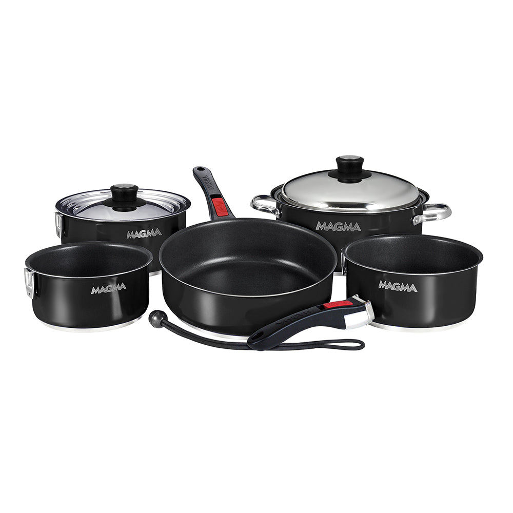 Magma Nestable 10 Piece Induction Non-Stick Enamel Finish Cookware Set - Jet Black — marine deck / galley