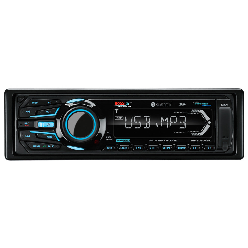 Boss Audio MR1308UABK Bluetooth® - Fully Marinized MP3-Compatible Digital Media Receiver w/USB & SD Memory Card Ports & Aux Input — marine stereos