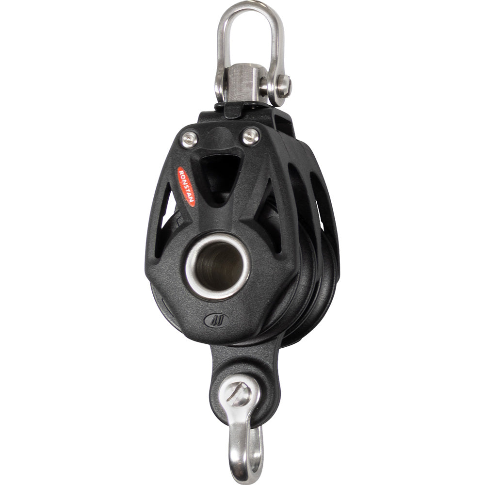 Ronstan Series 40 Orbit BB Double Block w/Becket & Swivel Shackle — marine blocks