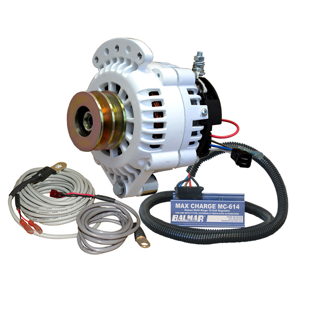 Balmar Alternator 100 AMP Kit 12V 1-2" Single Foot Spindle Mount Dual Vee Pulley Regulator & Temp Sensor — marine alternators