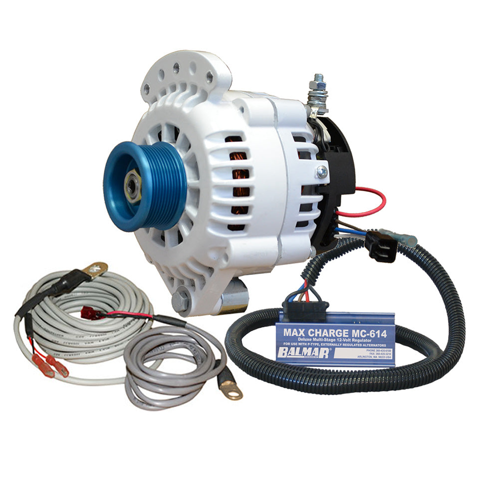 Balmar Alternator 100 AMP Kit 12V 1-2" Single Foot Spindle Mount J10 Pulley Regulator & Temp Sensor — marine alternators