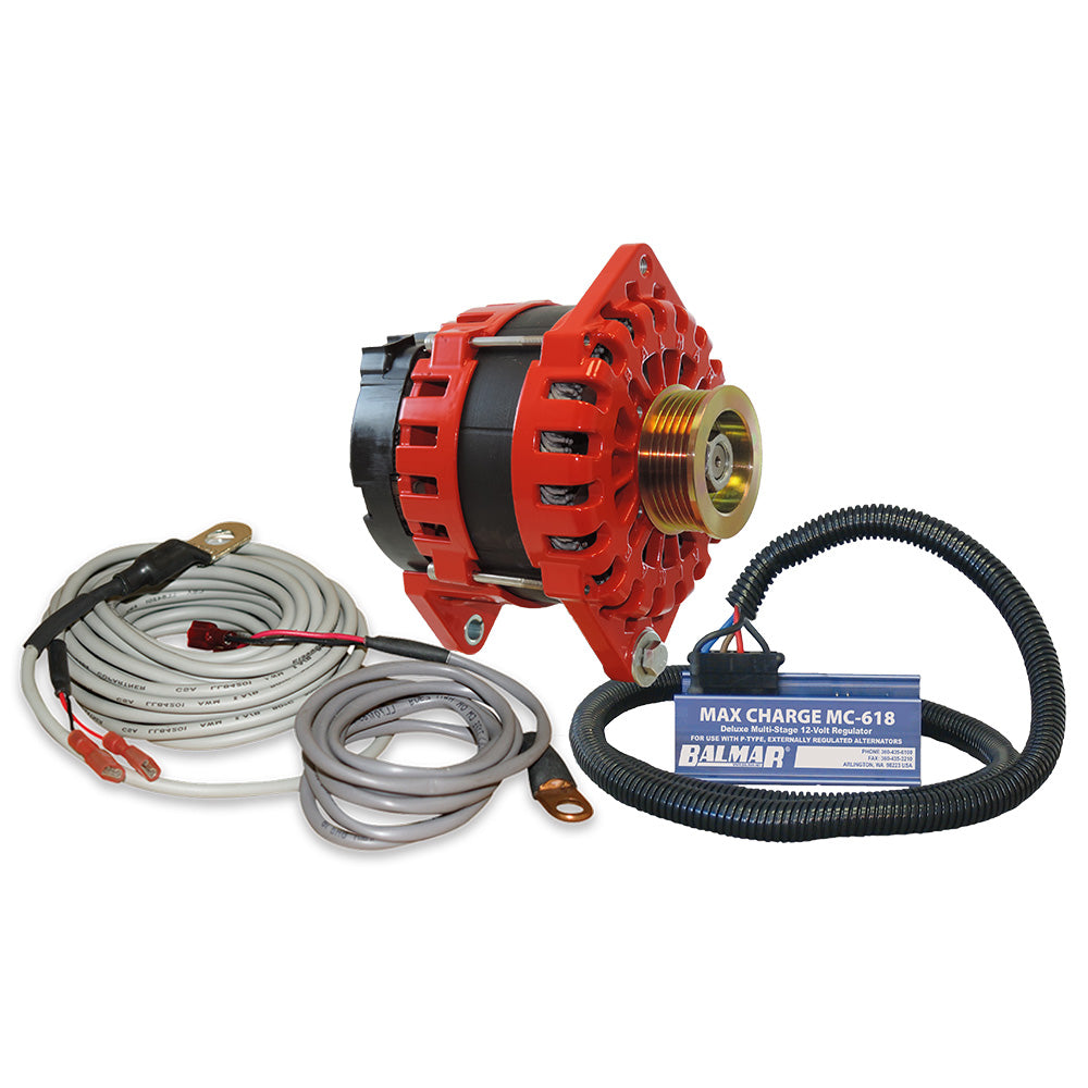 Balmar Alternator 250 AMP Kit 12V 3.15" Dual Foot Saddle K6 Pulley Regulator & Temp Sensor — marine alternators