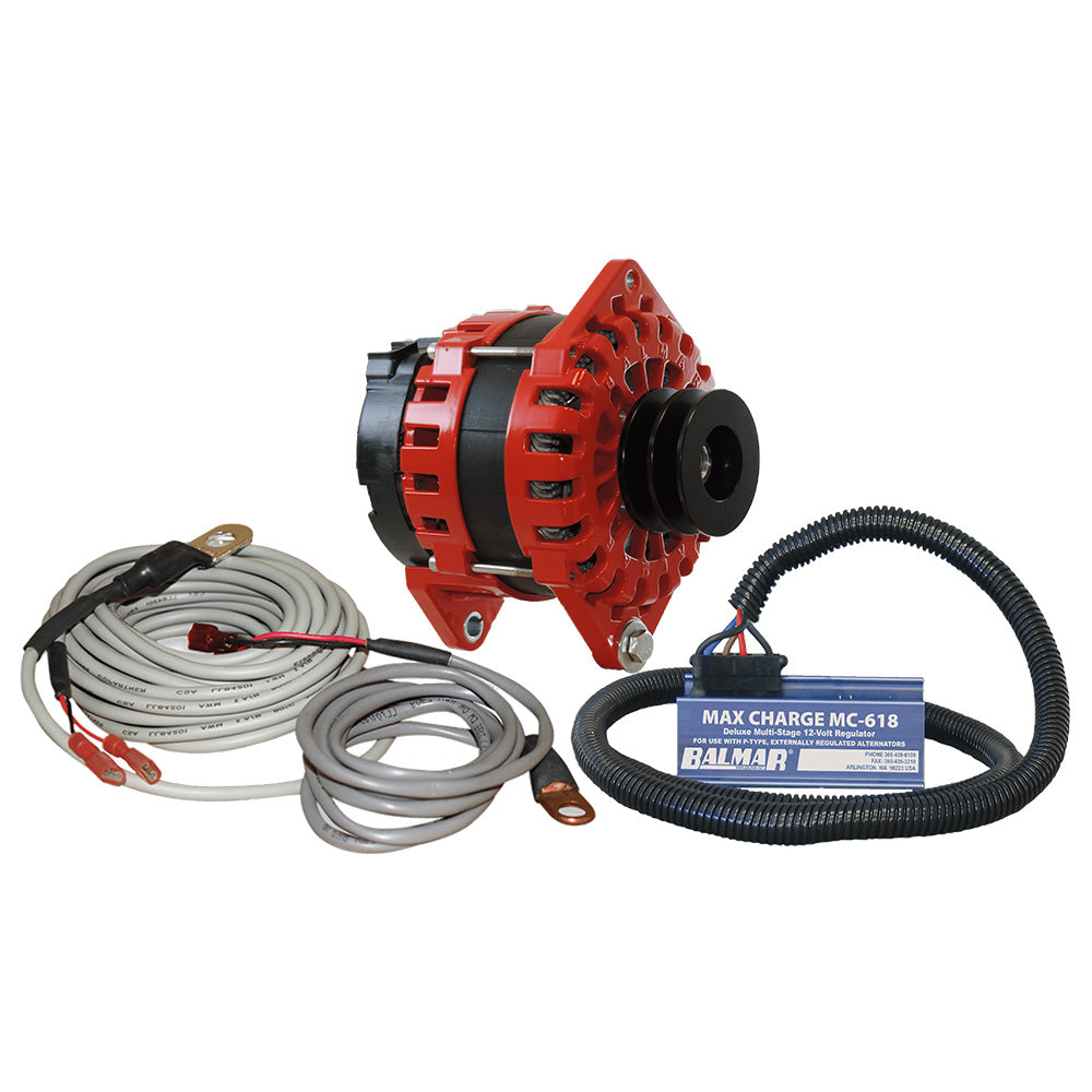 Balmar Alternator 250 AMP Kit 12V 3.15" Dual Foot Saddle Dual Vee Pulley Regulator & Temp Sensor — marine alternators