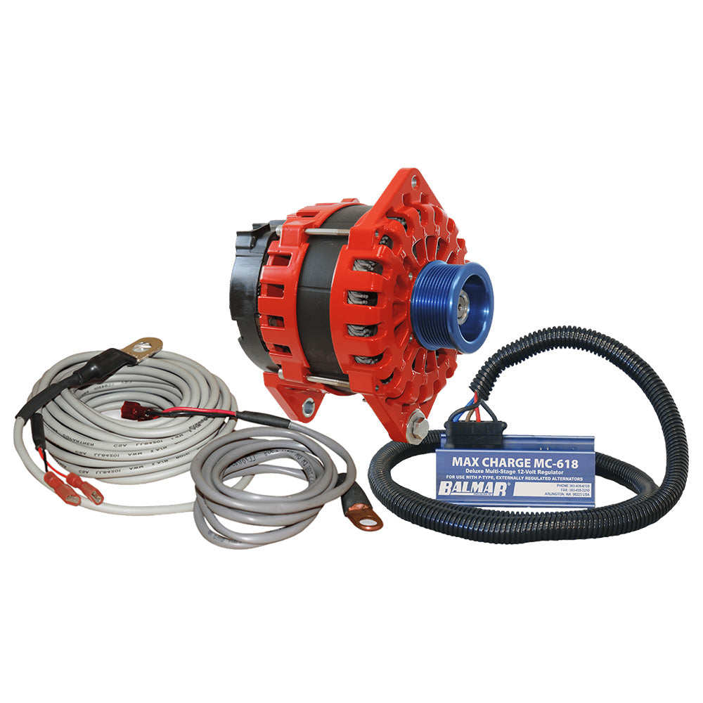 Balmar Alternator 250 AMP Kit 12V 3.15" Dual Foot Saddle J10 Pulley Regulator & Temp Sensor — marine alternators