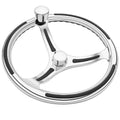 Schmitt Marine Primus Model 740 - 13.5" Wheel w/Knob & Finger Grip - 3/4" Tapered Shaft w/Faux Nut - 1/2" & 3/4" Adapters — marine steering wheels
