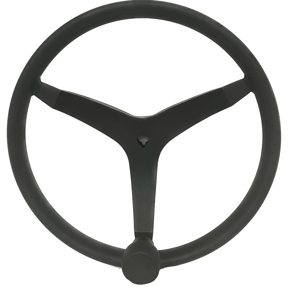 Uflex USA Uflex - V46 - 13.5" Stainless Steel Steering Wheel w/Speed Knob - Black — marine steering wheels
