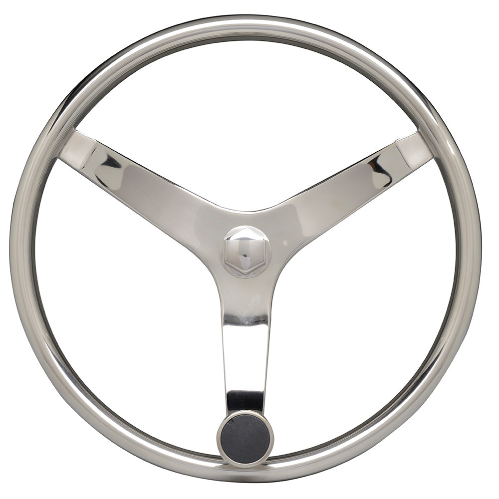 Uflex USA Uflex - V46 - 13.5" Stainless Steel Steering Wheel w/Speed Knob — marine steering wheels