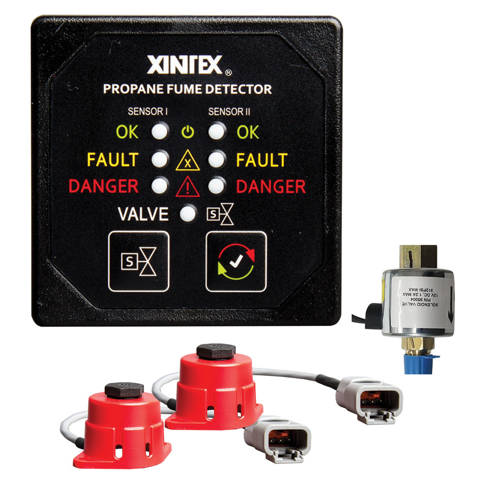 Fireboy-Xintex Propane Fume Detector, 2 Channel, 2 Sensors, Solenoid Valve & Control & 20' Cable - 24V DC — marine fume detectors