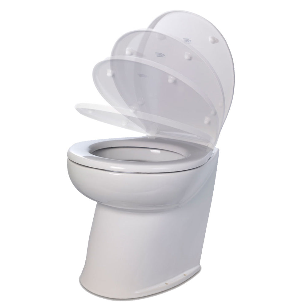 Jabsco Deluxe Flush 17" Angled Back 12V Freshwater Electric Marine Toilet w/Solenoid Valve & Soft Close Lid — marine marine sanitation