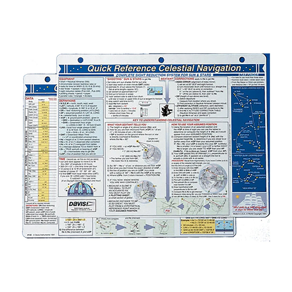 Davis Instruments Davis Quick Reference Celestial Navigation Card — marine accessories