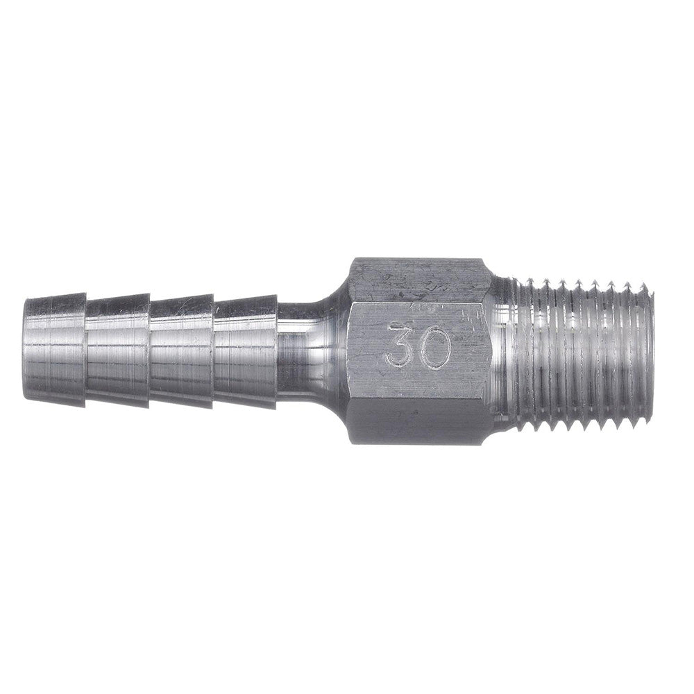 Attwood Marine Universal Aluminum Fuel Hose Fitting - 1/4" NPT x 3/8" Barb - (Anti-Siphon Valve) — marine fuel hose & fittings