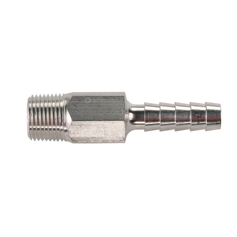 Attwood Marine Universal Aluminum Fuel Hose Fitting - 3/8" NPT x 3/8" Barb - (Anti-Siphon Valve) — marine fuel hose & fittings