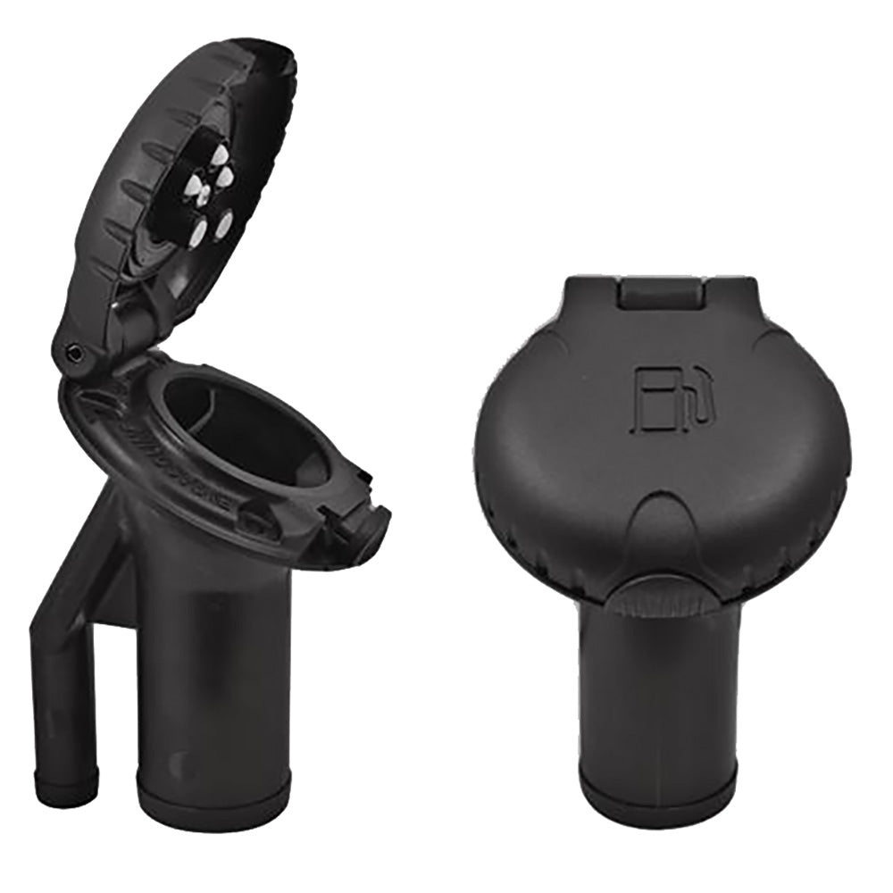 Attwood Marine Attwood Deck Fill f/Pressure Relief Systems - Angled Body & Scalloped Black Plastic Cap — marine deck fills