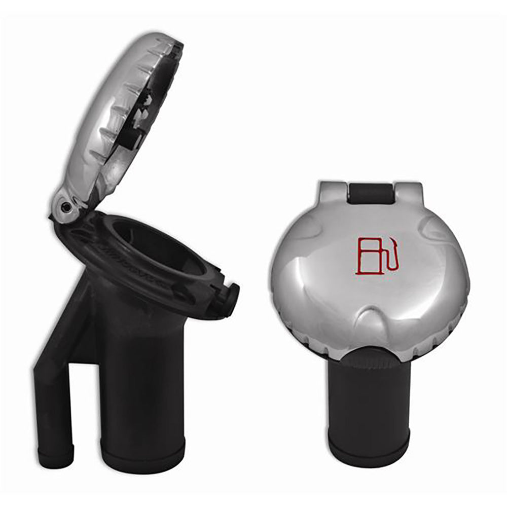 Attwood Marine Attwood Deck Fill f/Pressure Relief Systems - Angled Body & Scalloped Stainless Steel Cap — marine deck fills