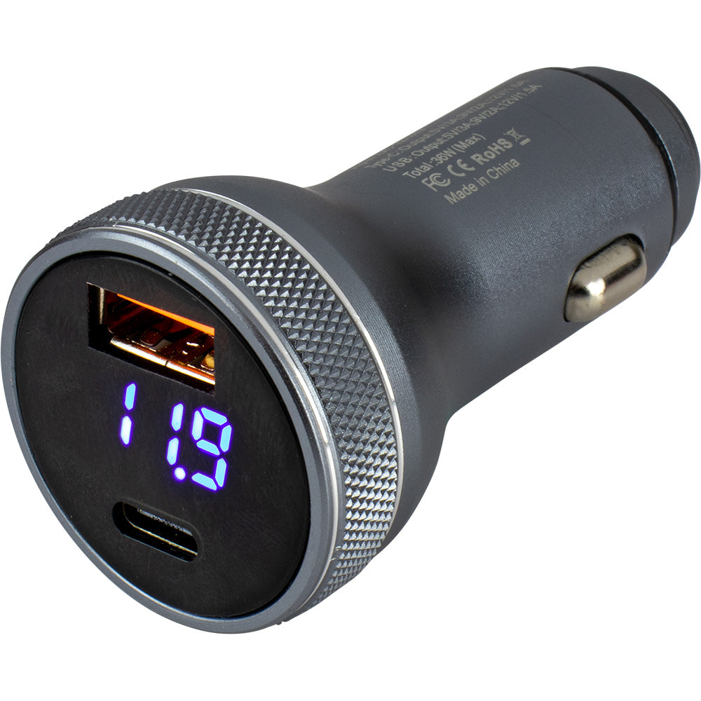 Sea-Dog Round USB & USB-C Power Plug w/Voltmeter — marine accessories