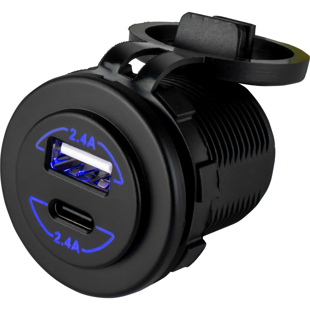 Sea-Dog Round Dual USB & USB-C Power Socket — marine accessories