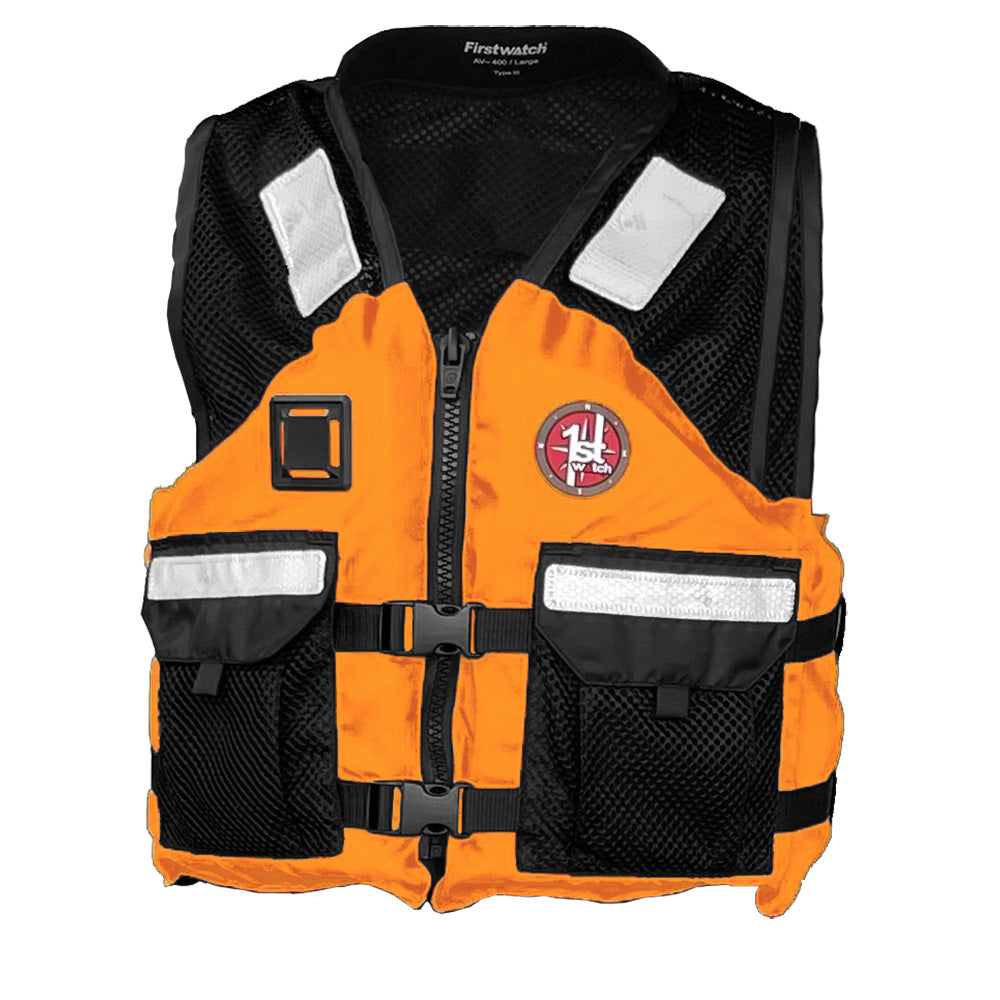 First Watch AV-5001 Mesh Crew Vest Hi-Vis - Orange/Black - 2XL/3XL — marine personal flotation devices