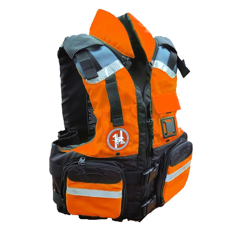 First Watch AV-800 4 Pocket Vest Hi-Vis - Orange/Black - 2XL/3XL — marine personal flotation devices