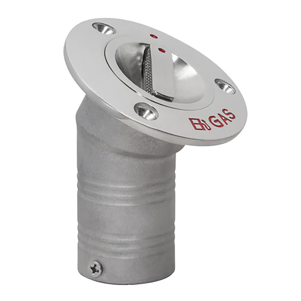 Whitecap Gas Deck Fill w/Vent - 30 Degree Angle - Fits 1-1/2" Hose — marine deck fills