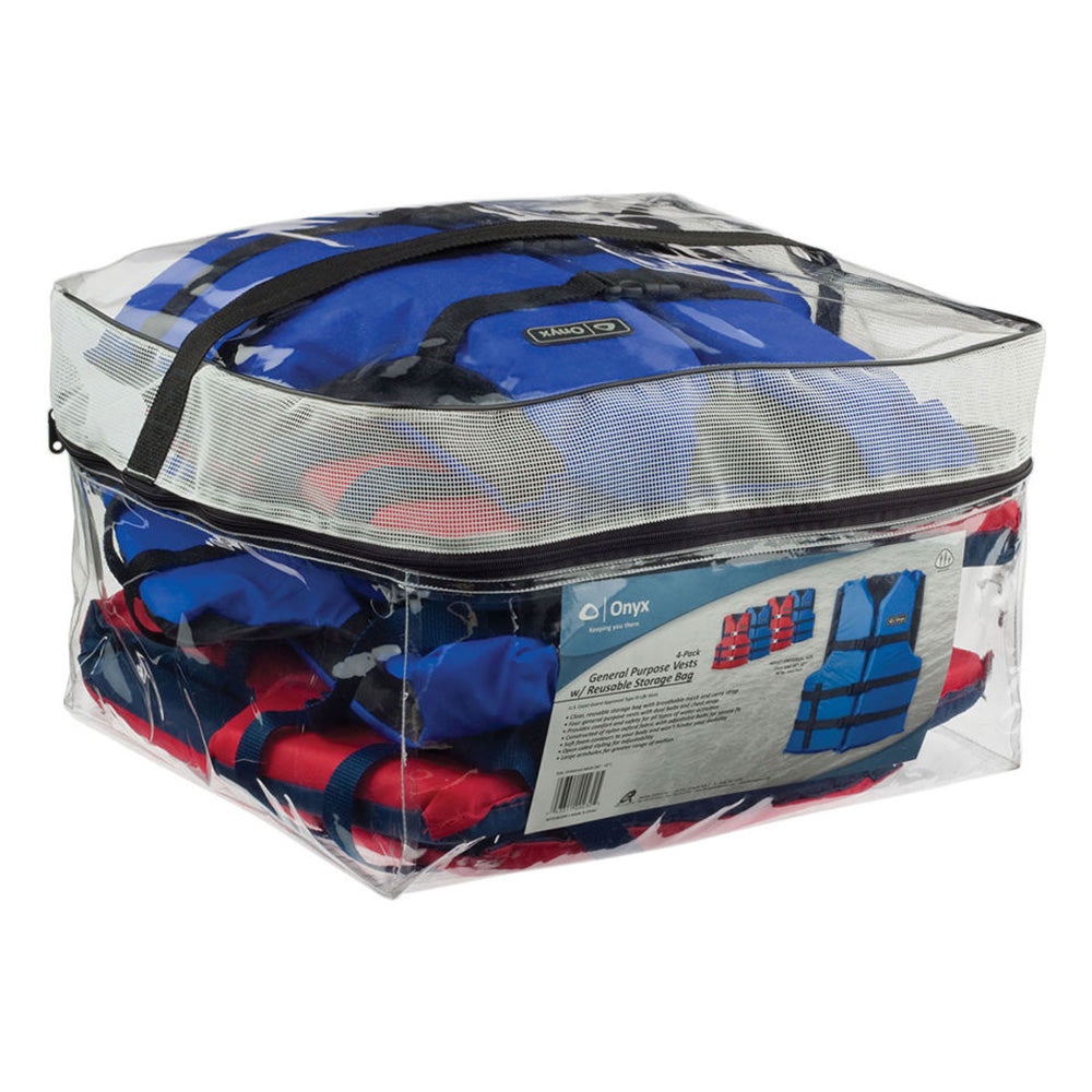 Onyx Outdoor Onyx Adult General Purpose Life Vests - 4-Pack (2 Red, 2 Blue) — marine personal flotation devices