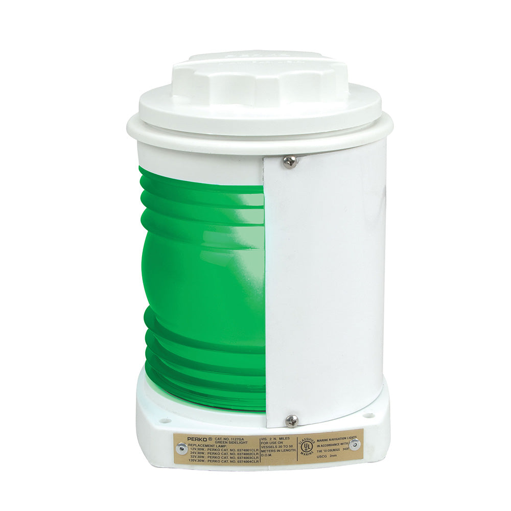 Perko White Plastic Green Side Light — marine navigation lights