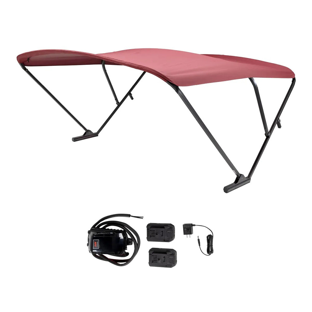 SureShade Battery Powered Bimini - Black Anodized Frame & Burgundy Fabric — marine biminis/shades/umbrellas