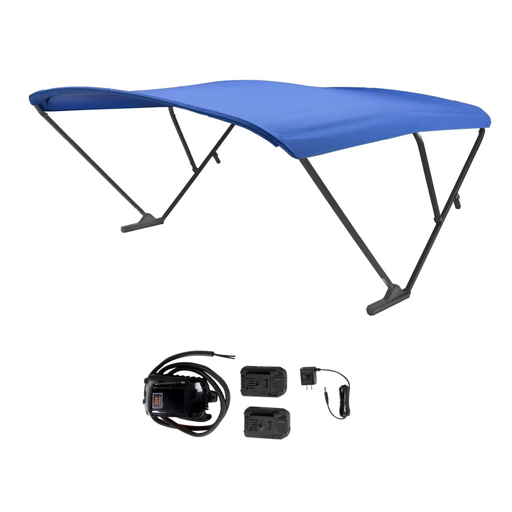 SureShade Battery Powered Bimini - Black Anodized Frame & Pacific Blue Fabric — marine biminis/shades/umbrellas
