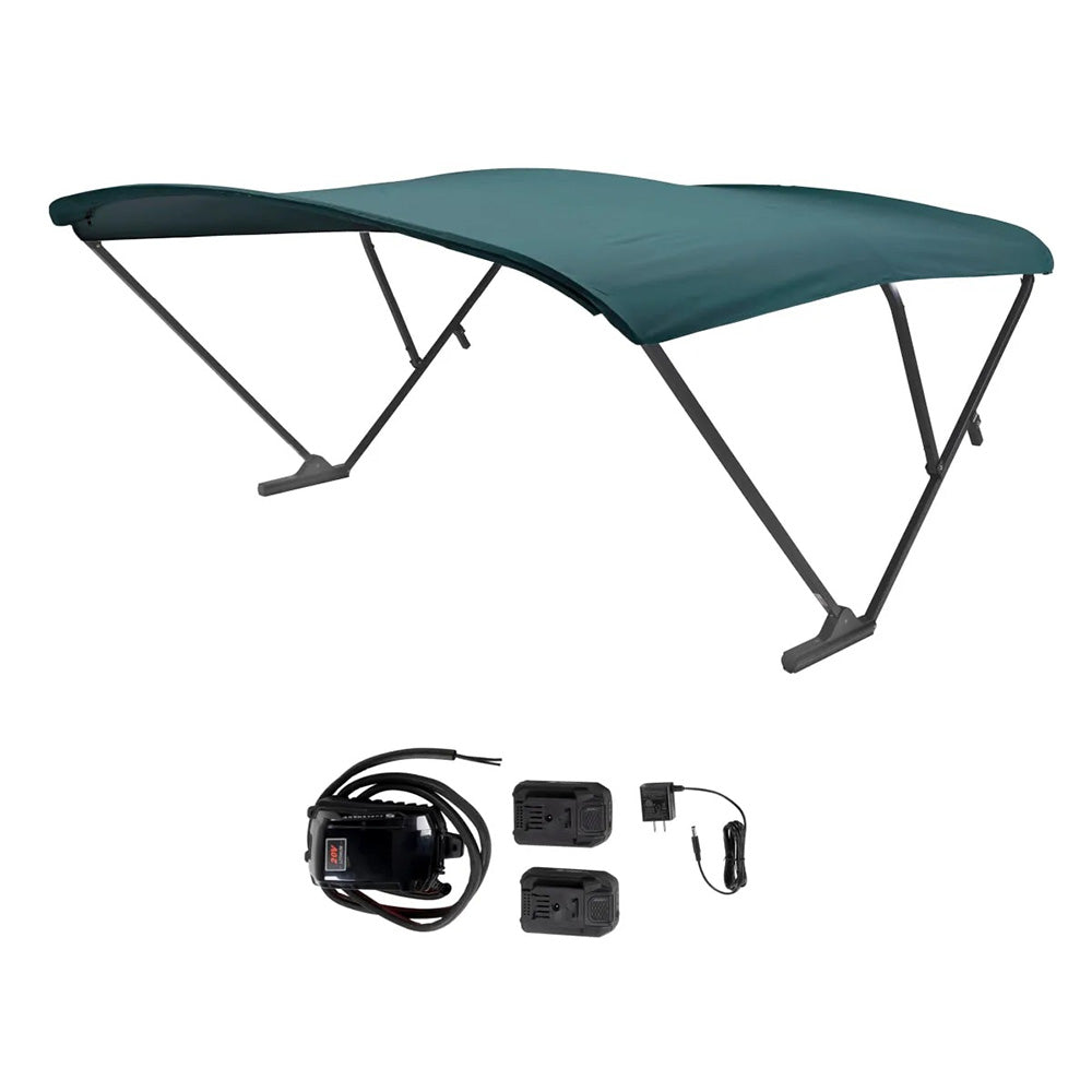 SureShade Battery Powered Bimini - Black Anodized Frame & Green Fabric — marine biminis/shades/umbrellas