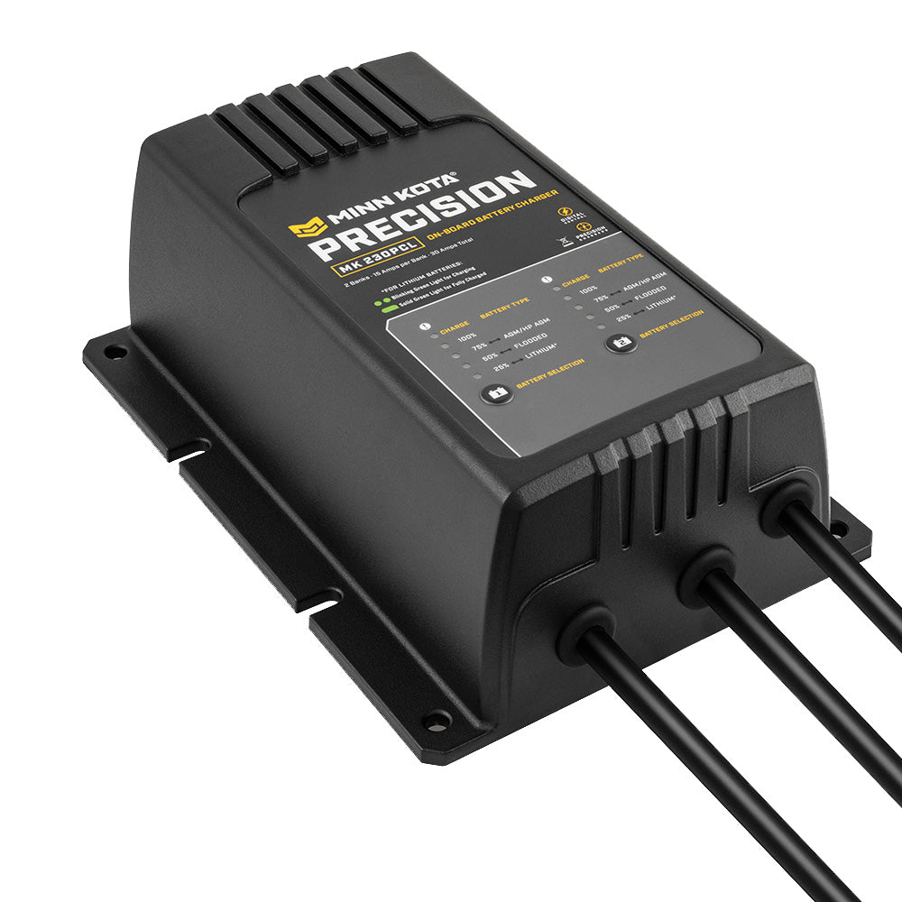 Minn Kota On-Board Precision Charger MK-230 PCL 2 Bank x 15 AMP LI Optimized Charger — marine battery chargers