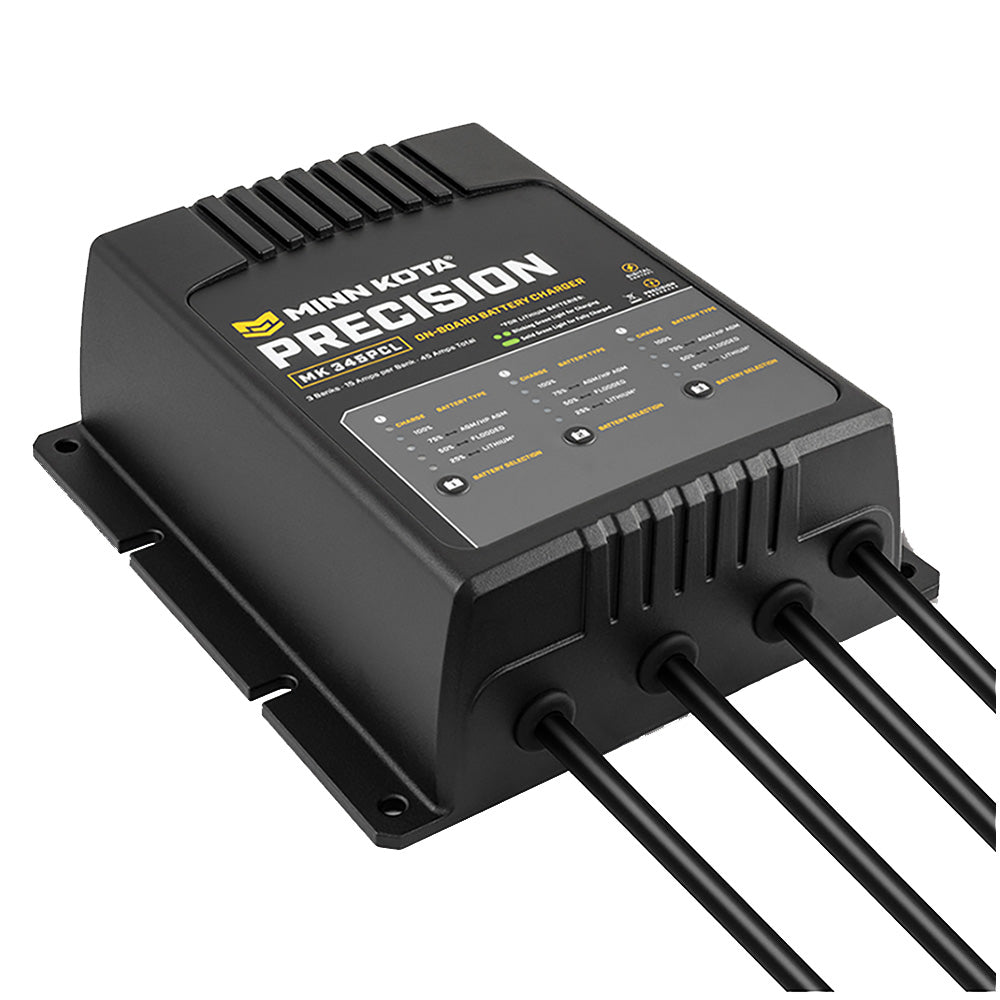Minn Kota On-Board Precision Charger MK-345 PCL 3 Bank x 15 AMP LI Optimized Charger — marine battery chargers