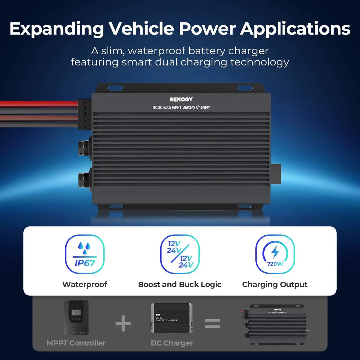 12V/24V IP67 50A DC-DC Battery Charger with MPPT