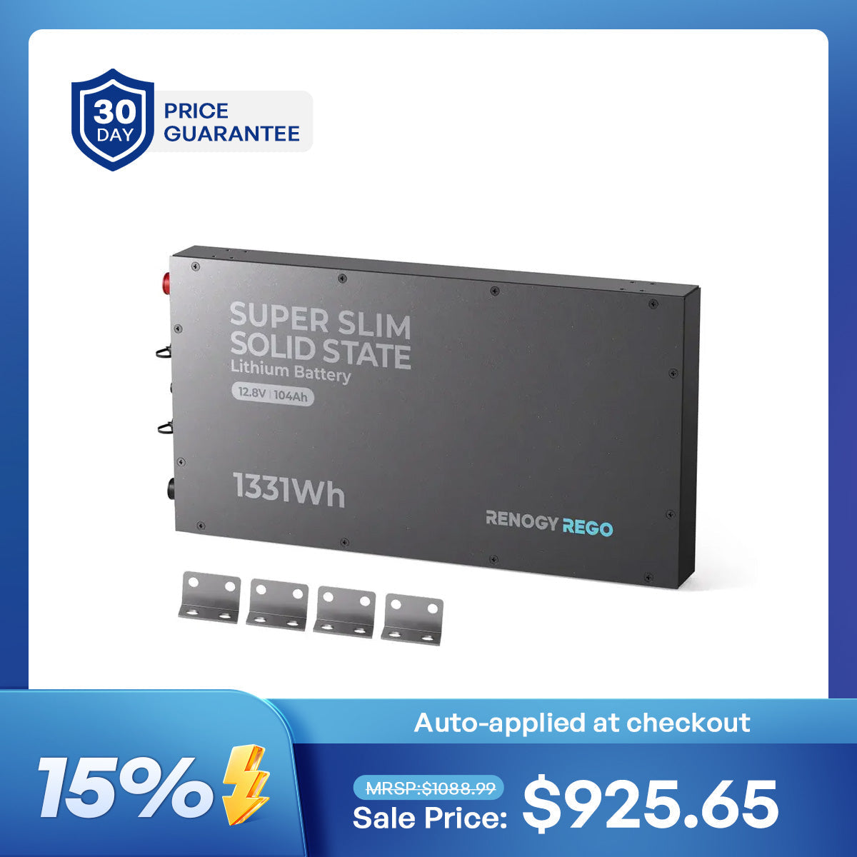 12V 104Ah Super Slim Lithium Iron Phosphate Battery with Self-Heating | Rego Series