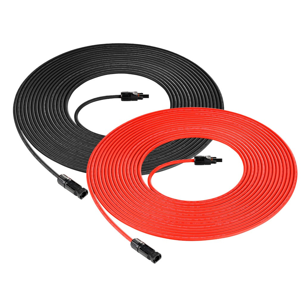RICH SOLAR 10 Gauge Solar Panel Extension Cable with Male and Female Solar Connector Ends (15 Feet Red & Black (Set))