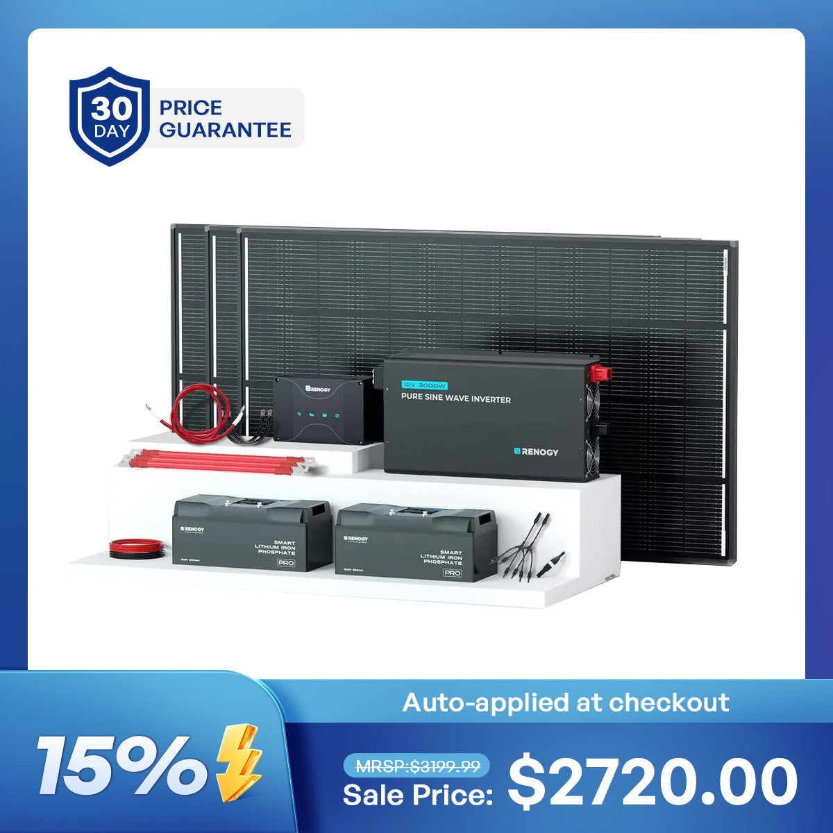 600W 12V ShadowFlux™ Solar Panel Kit with 5.12kWh Battery