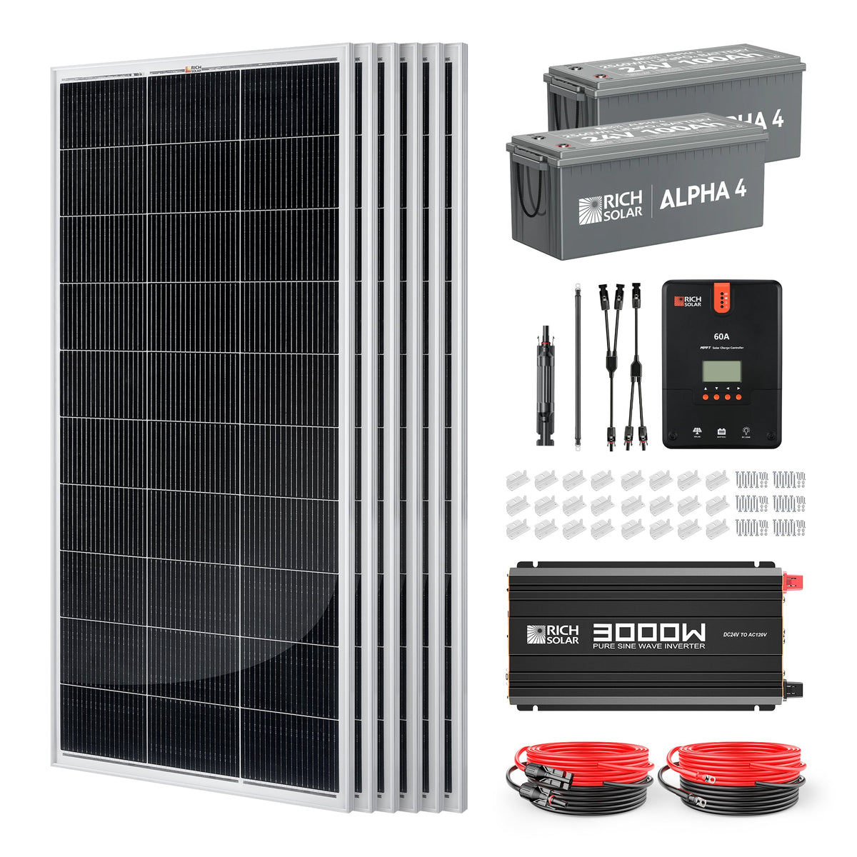 RICH SOLAR 1200 Watt 24V Complete Solar Kit