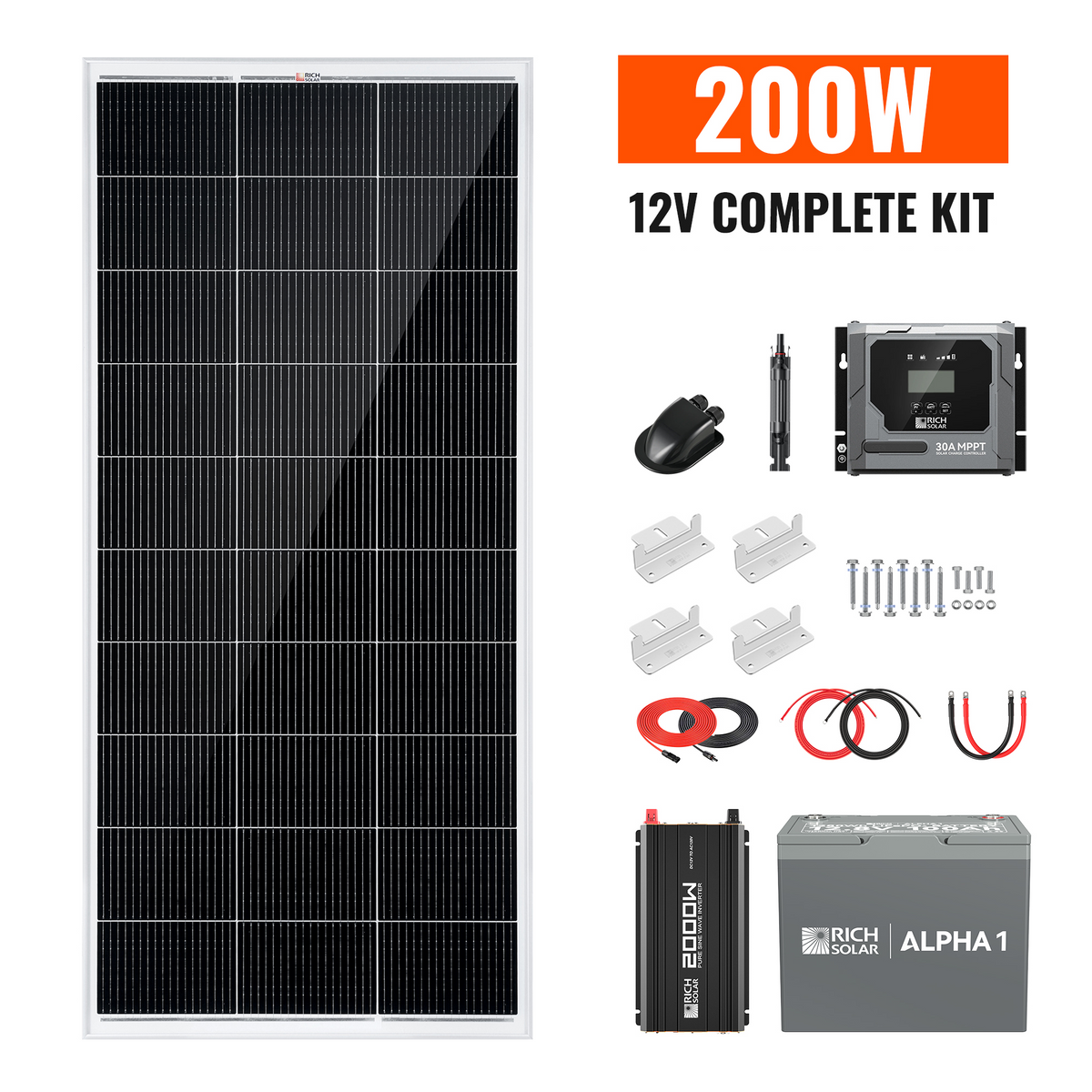 RICH SOLAR 200 Watt Complete Solar Kit